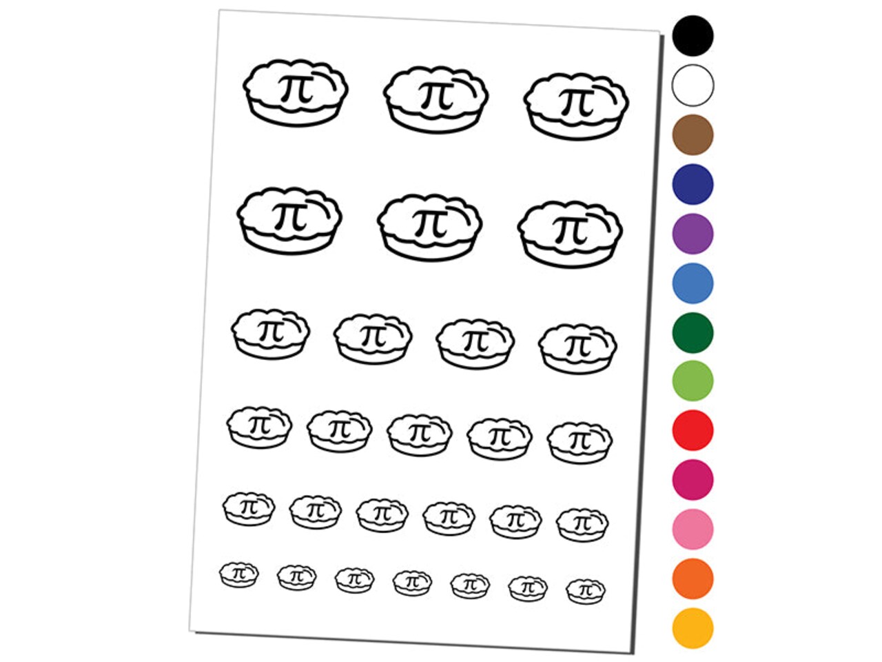 Pi Symbol on Pie Temporary Tattoo Water Resistant Fake Body Art Set Collection